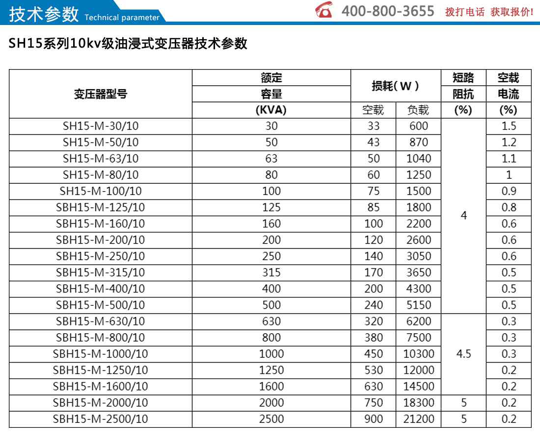 SH15系列10kv级油浸式变压器