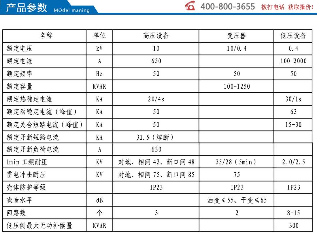 YBW-12-0.4系列预装式变电站